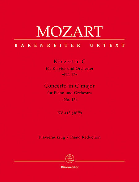 【原版乐谱】Mozart 莫扎特钢琴协奏曲 K.415  BA 4878-90