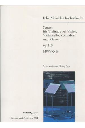 门德尔松：六重奏 MWV Q 16 (op. 110)--小提琴、两把中提琴、大提琴、低音提琴和钢琴(分谱） KM 2294