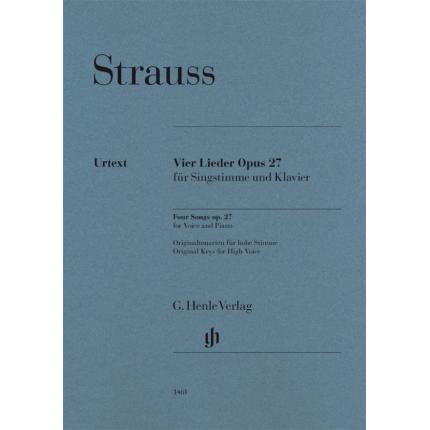RICHARD STRAUSS 理查·施特劳斯 艺术歌曲四首，op. 27 高音 HN 1461