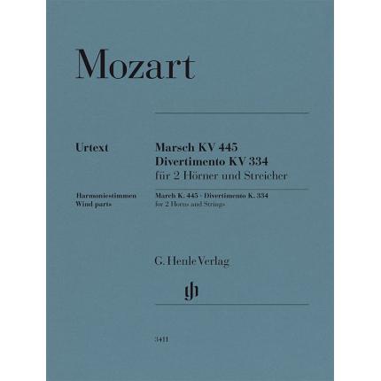  莫扎特 D大调进行曲与嬉游曲 K. 445、K. 334（为两把圆号和弦乐而作）--管乐与打击乐分谱 HN 3411